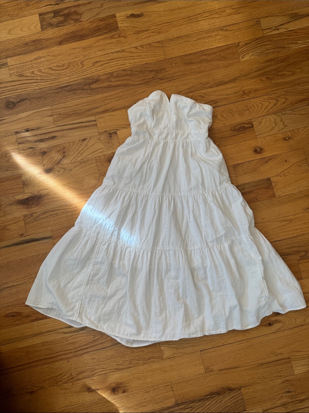 Crisp white Cotton Strapless Smocked Top Dress